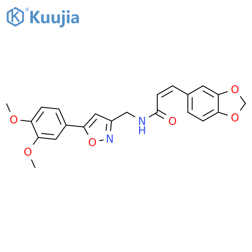 (2Z)-3-(2H-1,3-benzodioxol-5-yl)-N-{5-(3,4-dimethoxyphenyl)-1,2-oxazol-3-ylmethyl}prop-2-enamide structure