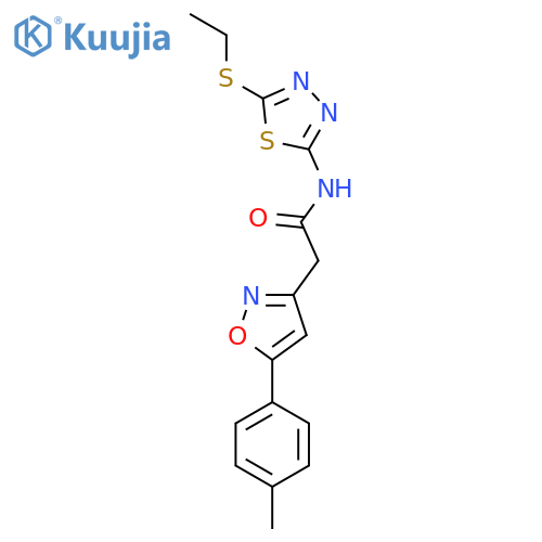 N-5-(ethylsulfanyl)-1,3,4-thiadiazol-2-yl-2-5-(4-methylphenyl)-1,2-oxazol-3-ylacetamide structure