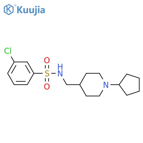 3-chloro-N-(1-cyclopentylpiperidin-4-yl)methylbenzene-1-sulfonamide structure