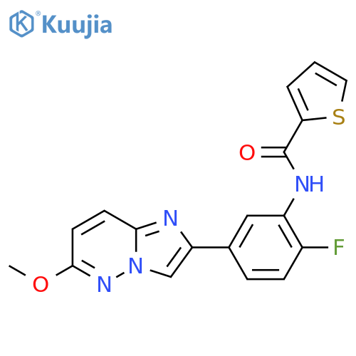 N-(2-fluoro-5-{6-methoxyimidazo1,2-bpyridazin-2-yl}phenyl)thiophene-2-carboxamide structure