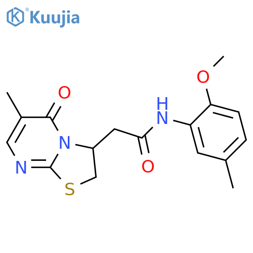 N-(2-methoxy-5-methylphenyl)-2-{6-methyl-5-oxo-2H,3H,5H-1,3thiazolo3,2-apyrimidin-3-yl}acetamide structure