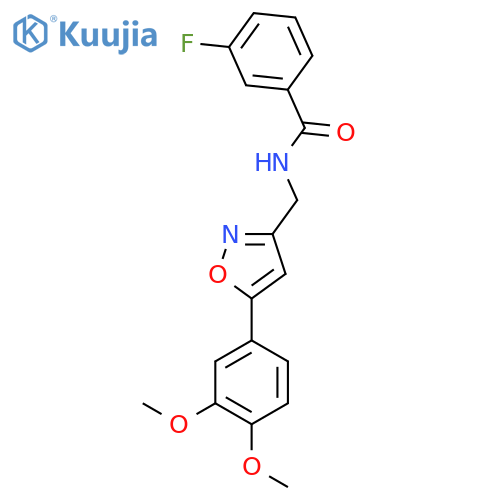 N-{5-(3,4-dimethoxyphenyl)-1,2-oxazol-3-ylmethyl}-3-fluorobenzamide structure