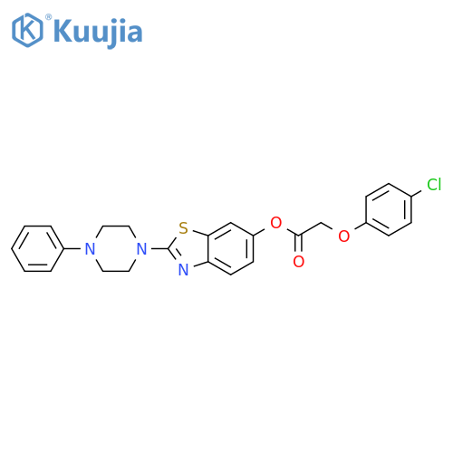 2-(4-phenylpiperazin-1-yl)-1,3-benzothiazol-6-yl 2-(4-chlorophenoxy)acetate structure