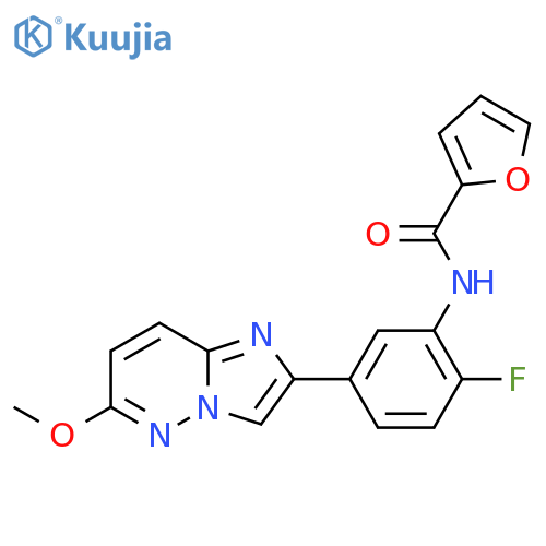N-(2-fluoro-5-{6-methoxyimidazo1,2-bpyridazin-2-yl}phenyl)furan-2-carboxamide structure