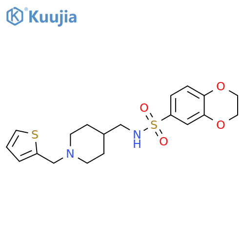 N-({1-(thiophen-2-yl)methylpiperidin-4-yl}methyl)-2,3-dihydro-1,4-benzodioxine-6-sulfonamide structure