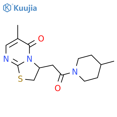6-methyl-3-2-(4-methylpiperidin-1-yl)-2-oxoethyl-2H,3H,5H-1,3thiazolo3,2-apyrimidin-5-one structure