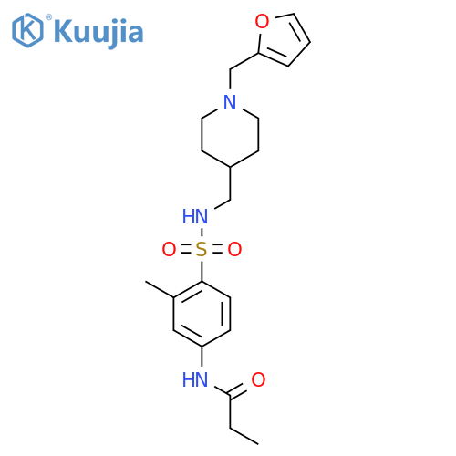 N-{4-({1-(furan-2-yl)methylpiperidin-4-yl}methyl)sulfamoyl-3-methylphenyl}propanamide structure