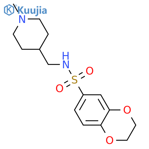 N-(1-methylpiperidin-4-yl)methyl-2,3-dihydro-1,4-benzodioxine-6-sulfonamide structure