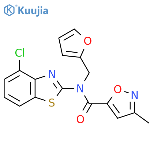 N-(4-chloro-1,3-benzothiazol-2-yl)-N-(furan-2-yl)methyl-3-methyl-1,2-oxazole-5-carboxamide structure