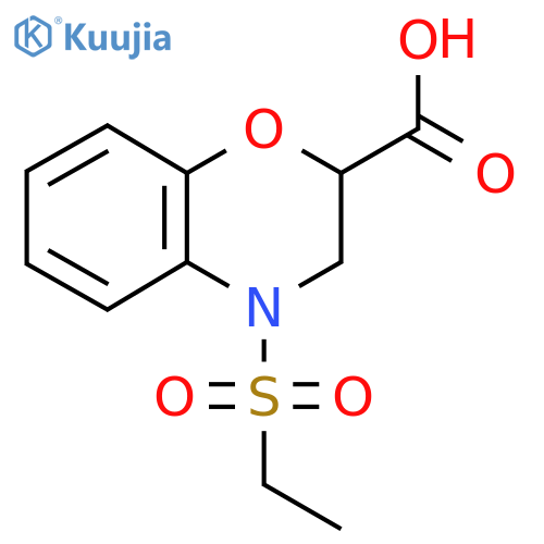 4-(Ethylsulfonyl)-3,4-dihydro-2H-1,4-benzoxazine-2-carboxylic acid structure