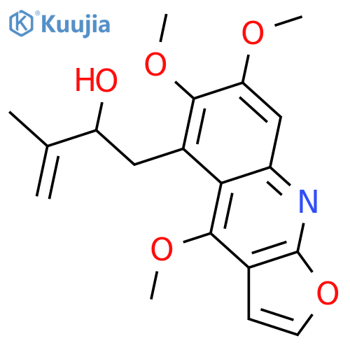 5-(2-Hydroxy-3-methyl-3-butenyl)-4,6,7-trimethoxyfuro[2,3-b]quinoline; (±)-form structure