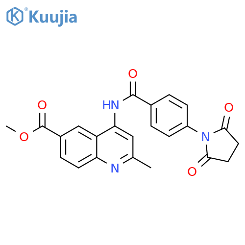 methyl 4-4-(2,5-dioxopyrrolidin-1-yl)benzamido-2-methylquinoline-6-carboxylate structure