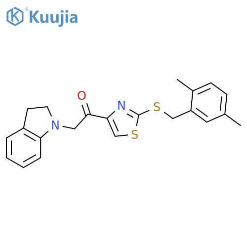 1-(2,3-dihydro-1H-indol-1-yl)-2-(2-{(2,5-dimethylphenyl)methylsulfanyl}-1,3-thiazol-4-yl)ethan-1-one structure