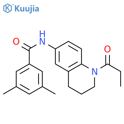 3,5-dimethyl-N-(1-propanoyl-1,2,3,4-tetrahydroquinolin-6-yl)benzamide structure