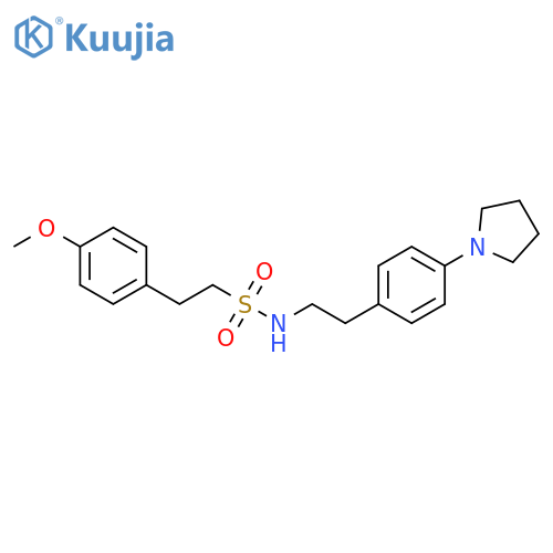 2-(4-methoxyphenyl)-N-{2-4-(pyrrolidin-1-yl)phenylethyl}ethane-1-sulfonamide structure