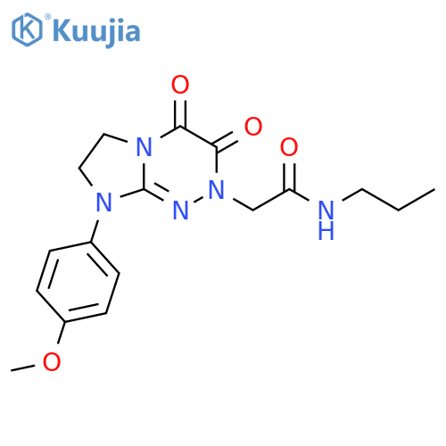 2-8-(4-methoxyphenyl)-3,4-dioxo-2H,3H,4H,6H,7H,8H-imidazo2,1-c1,2,4triazin-2-yl-N-propylacetamide structure