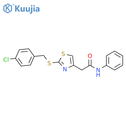 2-(2-{(4-chlorophenyl)methylsulfanyl}-1,3-thiazol-4-yl)-N-phenylacetamide structure