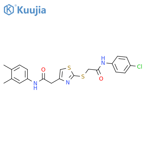 N-(4-chlorophenyl)-2-(4-{(3,4-dimethylphenyl)carbamoylmethyl}-1,3-thiazol-2-yl)sulfanylacetamide structure