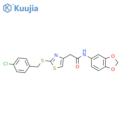 N-(2H-1,3-benzodioxol-5-yl)-2-(2-{(4-chlorophenyl)methylsulfanyl}-1,3-thiazol-4-yl)acetamide structure