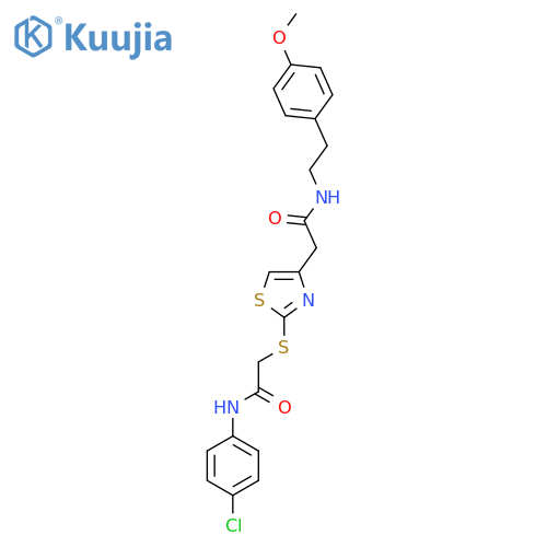 2-2-({(4-chlorophenyl)carbamoylmethyl}sulfanyl)-1,3-thiazol-4-yl-N-2-(4-methoxyphenyl)ethylacetamide structure