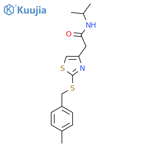 2-(2-{(4-methylphenyl)methylsulfanyl}-1,3-thiazol-4-yl)-N-(propan-2-yl)acetamide structure