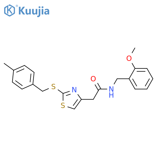 N-(2-methoxyphenyl)methyl-2-(2-{(4-methylphenyl)methylsulfanyl}-1,3-thiazol-4-yl)acetamide structure