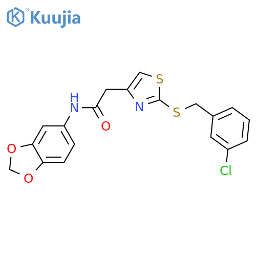 N-(2H-1,3-benzodioxol-5-yl)-2-(2-{(3-chlorophenyl)methylsulfanyl}-1,3-thiazol-4-yl)acetamide structure