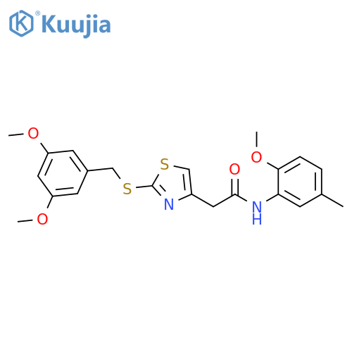 2-(2-{(3,5-dimethoxyphenyl)methylsulfanyl}-1,3-thiazol-4-yl)-N-(2-methoxy-5-methylphenyl)acetamide structure