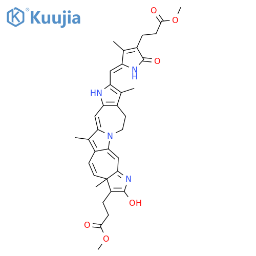 methyl 3-[(9E)-2-hydroxy-9-{[3-(3-methoxy-3-oxopropyl)-4-methyl-2-oxo-2H-pyrrol-5-yl]methylidene}-3a,6,10-trimethyl-1,3a,8,9,11,12-hexahydropyrrolo[2'',3'':4',5']cyclohepta[1',2':4,5]pyrrolo[1,2-a]pyrrolo[2,3-d]azepin-3-yl]propanoate structure