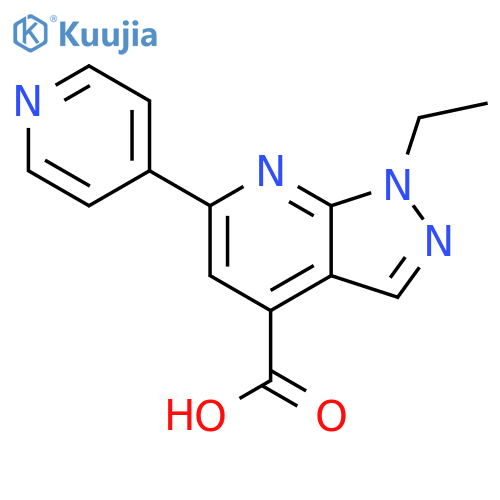 1-ethyl-6-(pyridin-4-yl)-1H-pyrazolo3,4-bpyridine-4-carboxylic acid structure