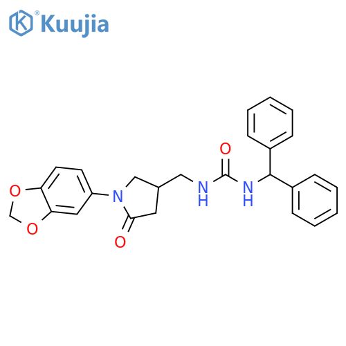 3-{1-(2H-1,3-benzodioxol-5-yl)-5-oxopyrrolidin-3-ylmethyl}-1-(diphenylmethyl)urea structure