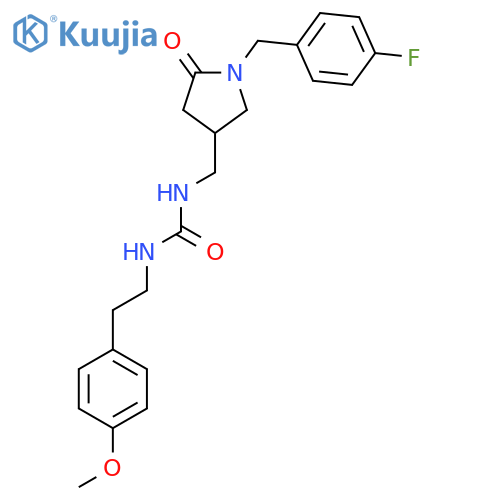 3-({1-(4-fluorophenyl)methyl-5-oxopyrrolidin-3-yl}methyl)-1-2-(4-methoxyphenyl)ethylurea structure