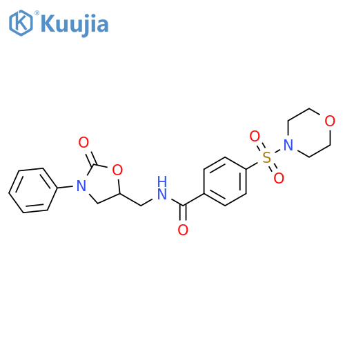 4-(morpholine-4-sulfonyl)-N-(2-oxo-3-phenyl-1,3-oxazolidin-5-yl)methylbenzamide structure