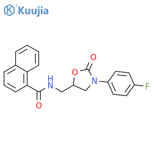 N-[[3-(4-fluorophenyl)-2-oxo-1,3-oxazolidin-5-yl]methyl]naphthalene-1-carboxamide structure