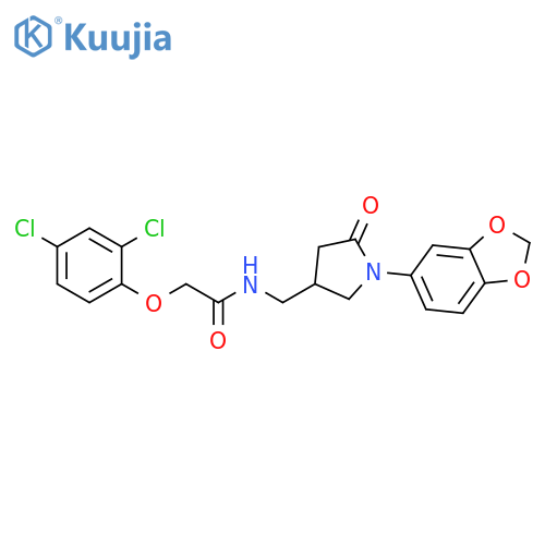 N-{1-(2H-1,3-benzodioxol-5-yl)-5-oxopyrrolidin-3-ylmethyl}-2-(2,4-dichlorophenoxy)acetamide structure