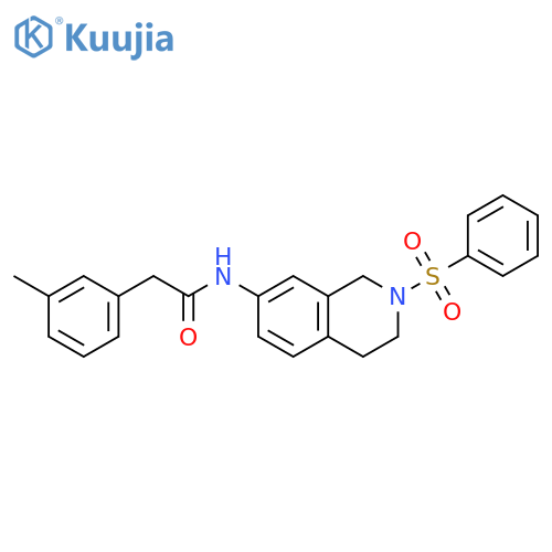 N-2-(benzenesulfonyl)-1,2,3,4-tetrahydroisoquinolin-7-yl-2-(3-methylphenyl)acetamide structure
