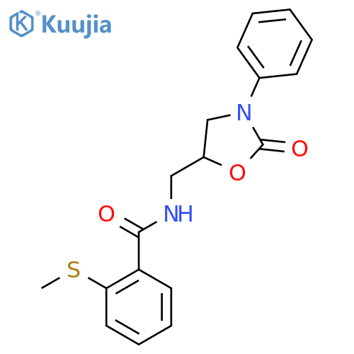 2-(methylsulfanyl)-N-(2-oxo-3-phenyl-1,3-oxazolidin-5-yl)methylbenzamide structure
