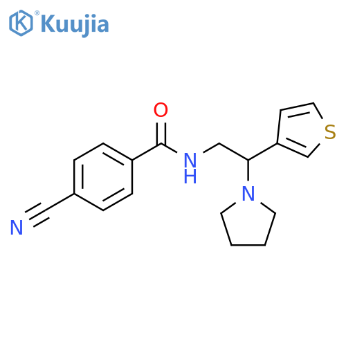 4-cyano-N-2-(pyrrolidin-1-yl)-2-(thiophen-3-yl)ethylbenzamide structure
