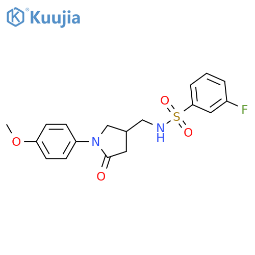 3-fluoro-N-{1-(4-methoxyphenyl)-5-oxopyrrolidin-3-ylmethyl}benzene-1-sulfonamide structure