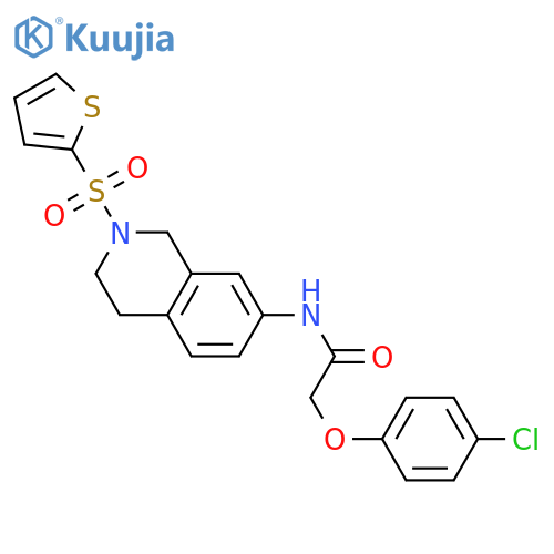2-(4-chlorophenoxy)-N-2-(thiophene-2-sulfonyl)-1,2,3,4-tetrahydroisoquinolin-7-ylacetamide structure