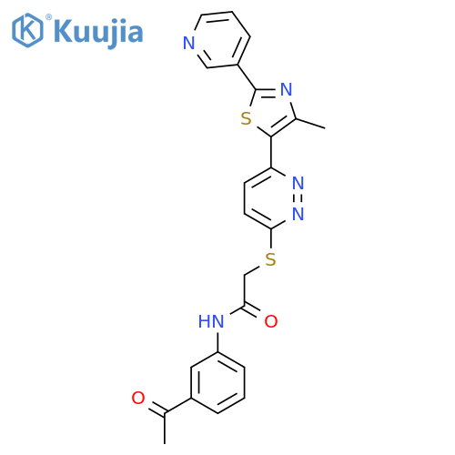 N-(3-acetylphenyl)-2-({6-4-methyl-2-(pyridin-3-yl)-1,3-thiazol-5-ylpyridazin-3-yl}sulfanyl)acetamide structure