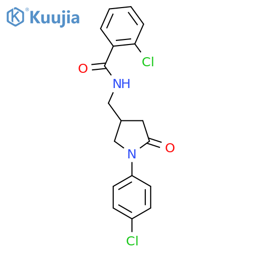 2-chloro-N-{1-(4-chlorophenyl)-5-oxopyrrolidin-3-ylmethyl}benzamide structure