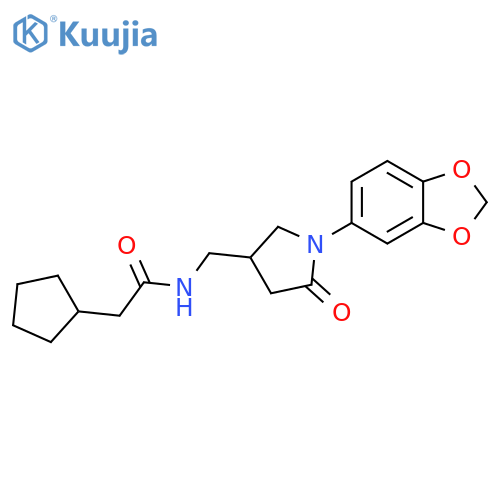 N-{1-(2H-1,3-benzodioxol-5-yl)-5-oxopyrrolidin-3-ylmethyl}-2-cyclopentylacetamide structure