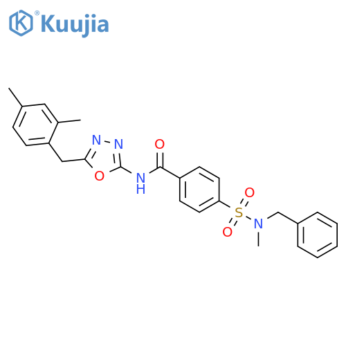 4-benzyl(methyl)sulfamoyl-N-{5-(2,4-dimethylphenyl)methyl-1,3,4-oxadiazol-2-yl}benzamide structure