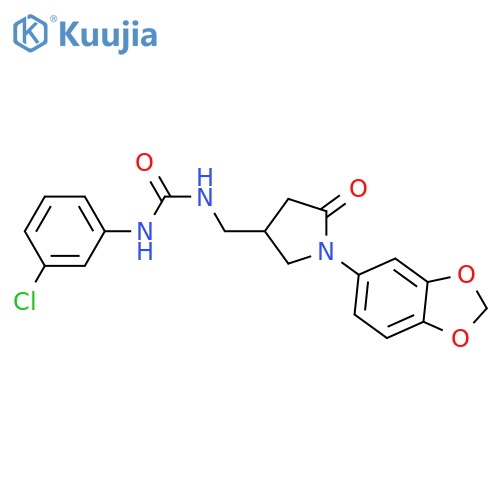 3-{1-(2H-1,3-benzodioxol-5-yl)-5-oxopyrrolidin-3-ylmethyl}-1-(3-chlorophenyl)urea structure
