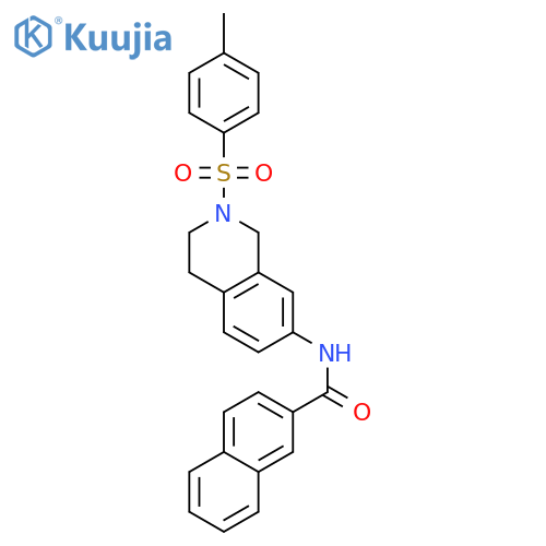 N-2-(4-methylbenzenesulfonyl)-1,2,3,4-tetrahydroisoquinolin-7-ylnaphthalene-2-carboxamide structure