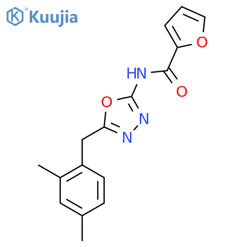 N-{5-(2,4-dimethylphenyl)methyl-1,3,4-oxadiazol-2-yl}furan-2-carboxamide structure
