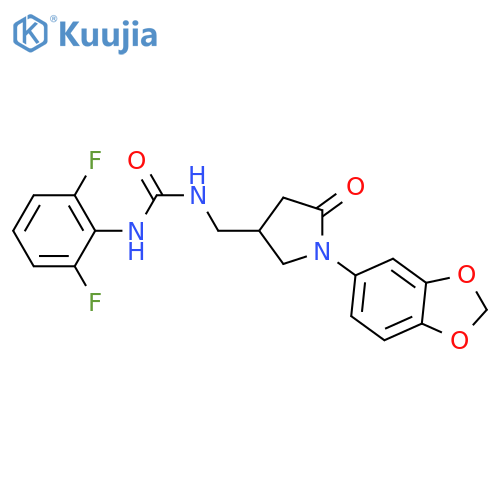 3-{1-(2H-1,3-benzodioxol-5-yl)-5-oxopyrrolidin-3-ylmethyl}-1-(2,6-difluorophenyl)urea structure