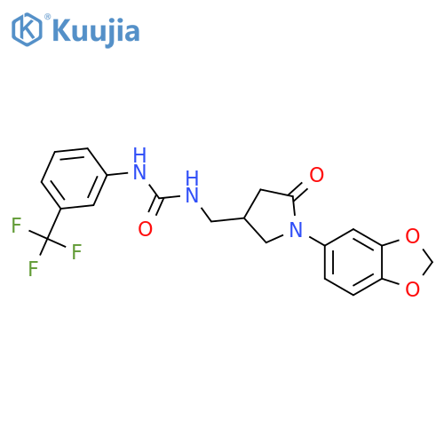 3-{1-(2H-1,3-benzodioxol-5-yl)-5-oxopyrrolidin-3-ylmethyl}-1-3-(trifluoromethyl)phenylurea structure