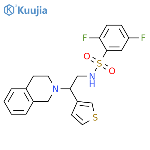 2,5-difluoro-N-2-(1,2,3,4-tetrahydroisoquinolin-2-yl)-2-(thiophen-3-yl)ethylbenzene-1-sulfonamide structure